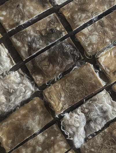 Wool-based panel samples with varied textures.