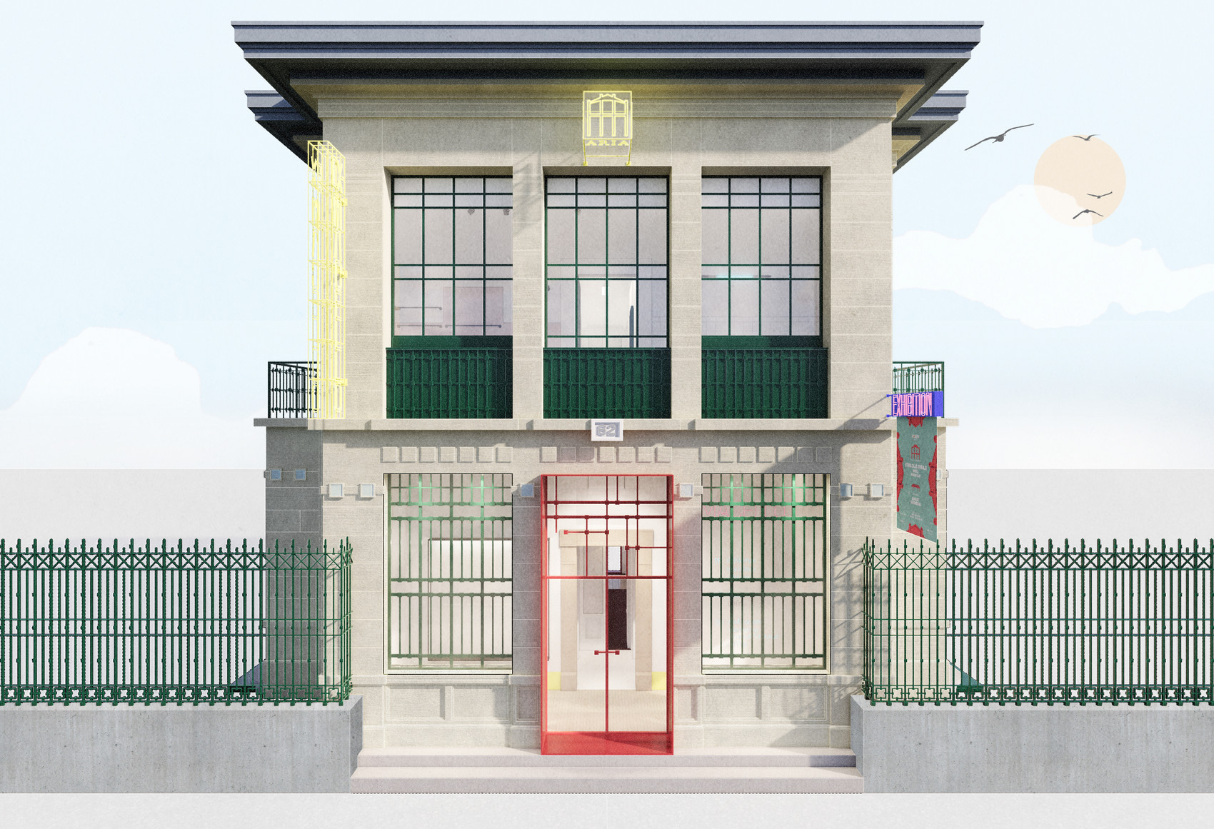 daytime west elevation