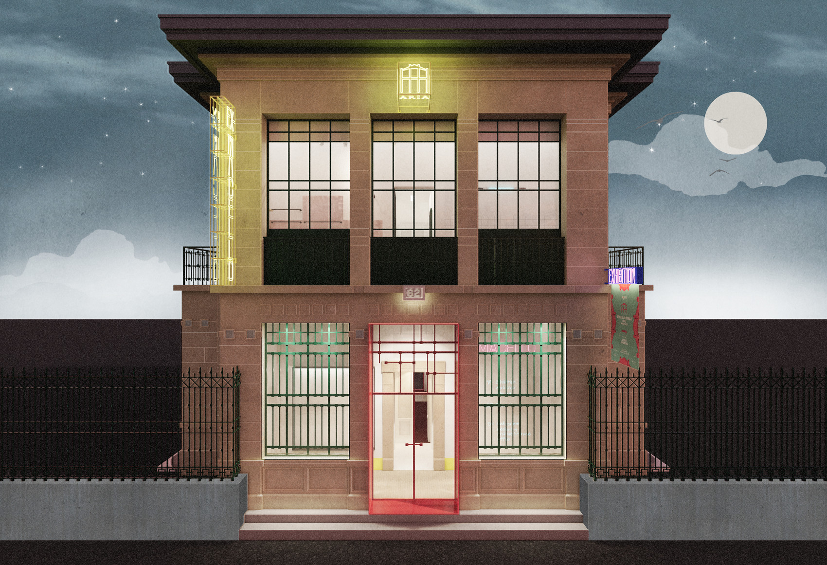 evening west elevation