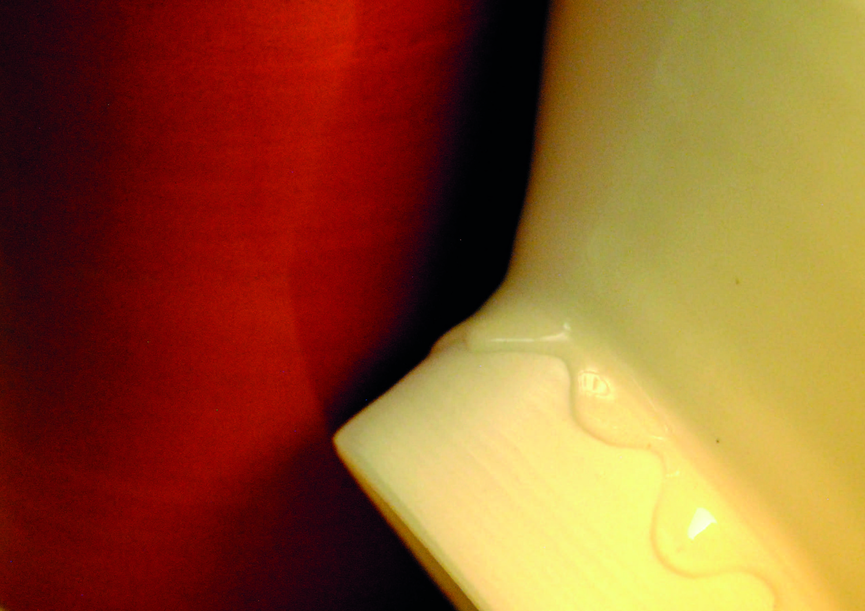 Close up of the porcelain and red clay