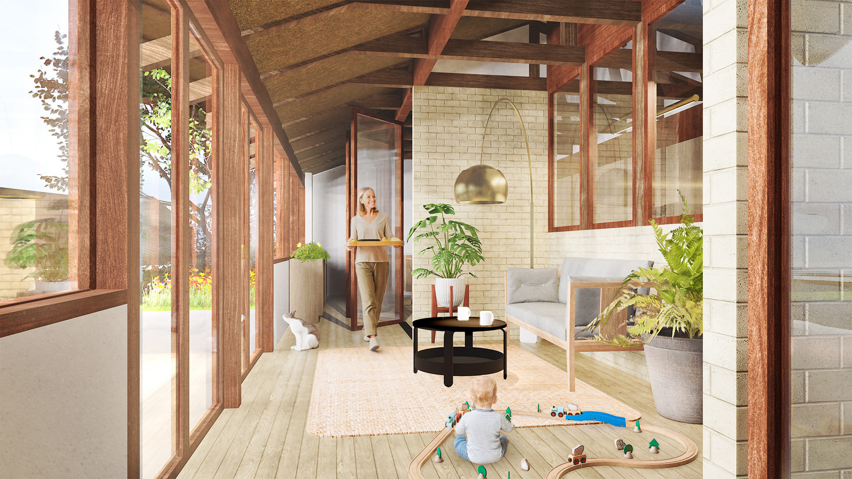 A proposed Inside-Out space in parcel houses to allow retention of heat and added user value