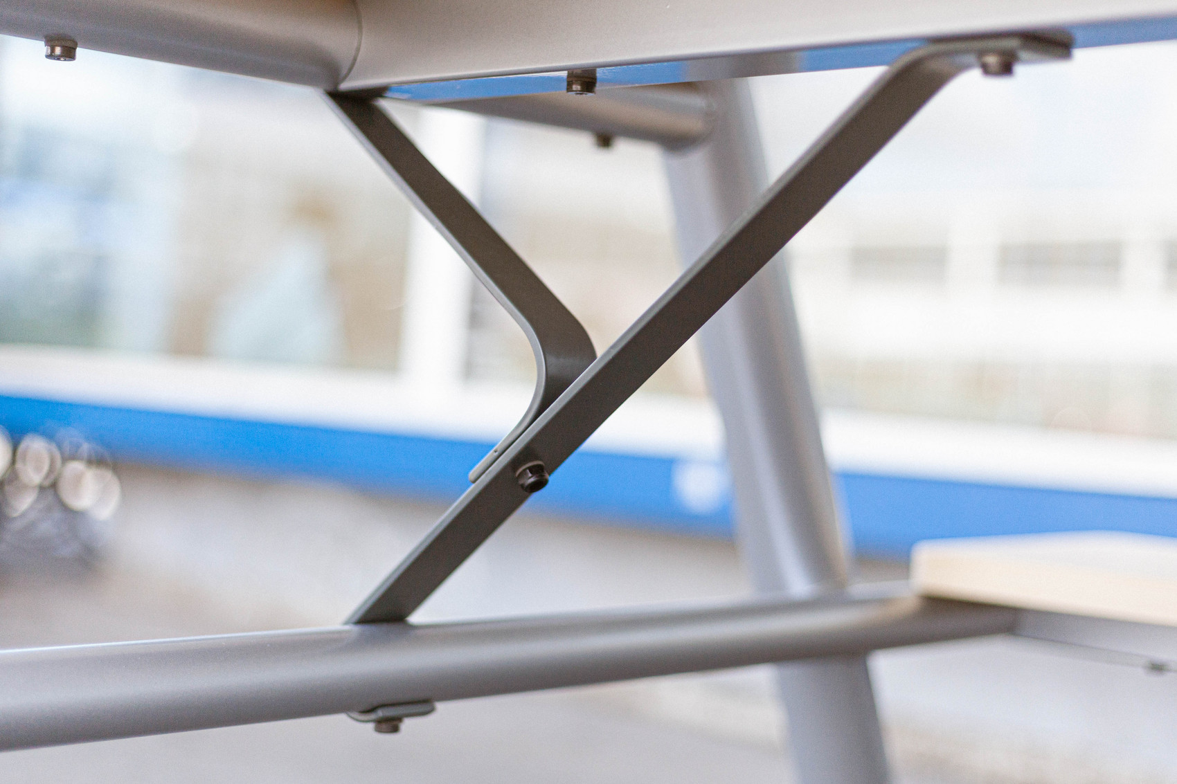 Cross Bracket inspired by the areas old meat hooks and railing systems