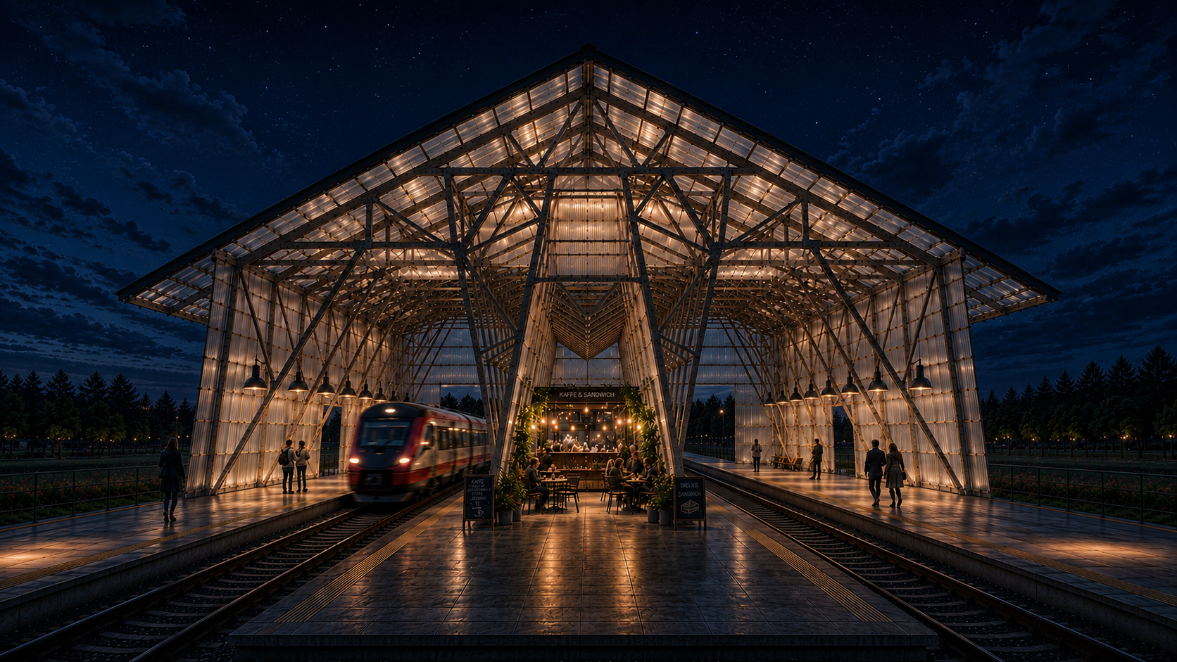 Stationshuset om natten