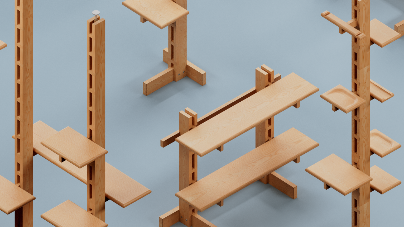 various shelving configurations