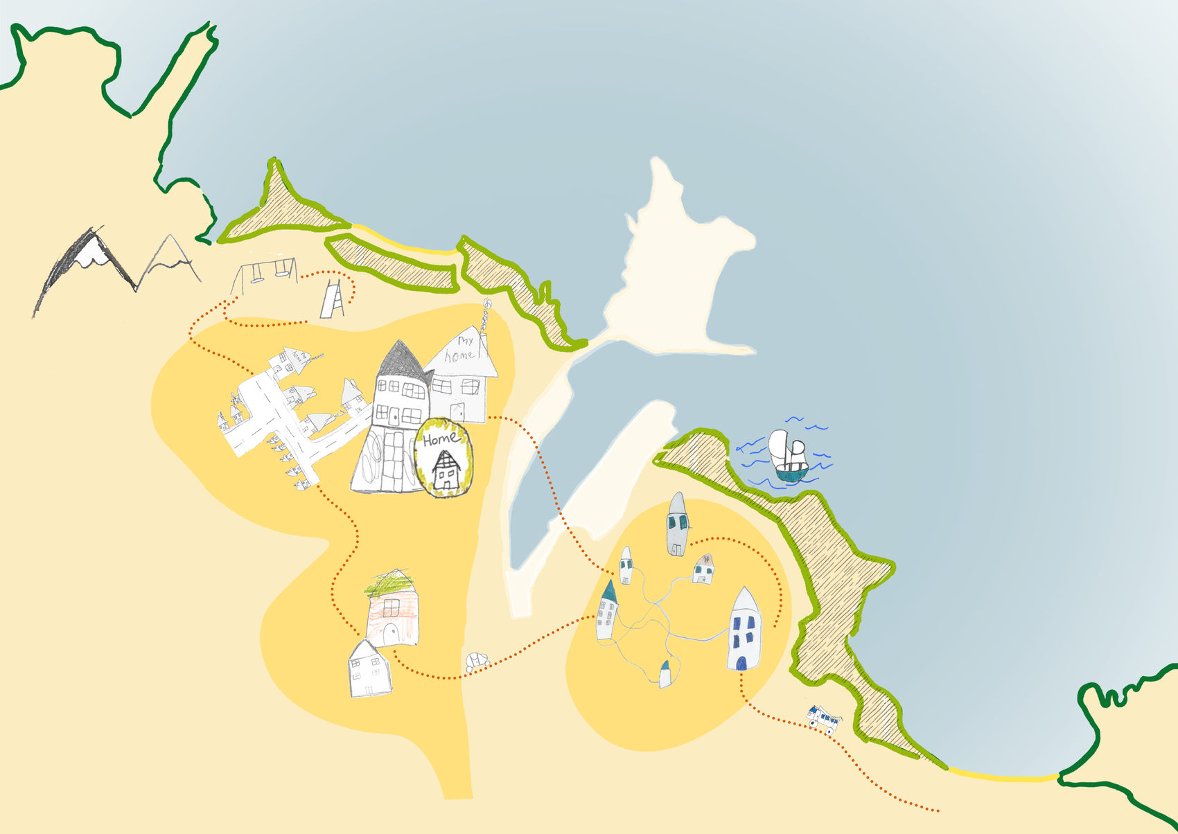 A collaged and subjective map of Holyhead